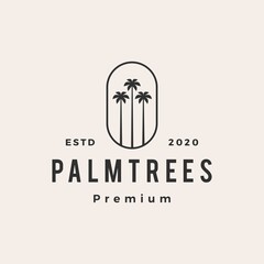 palm tree hipster vintage logo vector icon illustration - 374439480