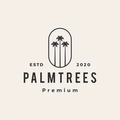 Poster palm tree hipster vintage logo vector icon illustration © gaga vastard