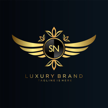 SN Letter Initial with Royal Template.elegant with crown logo vector, Creative Lettering Logo Vector Illustration.