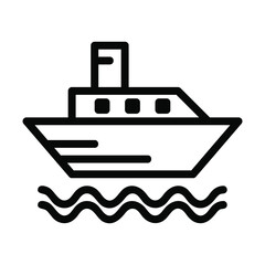 ferry boat icon or logo in  outline
