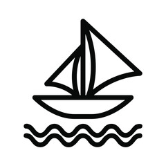 sailboat icon or logo in  outline
