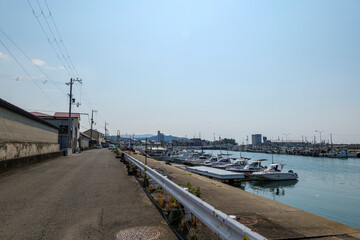 Fototapeta na wymiar A view of a port town in southern Osaka