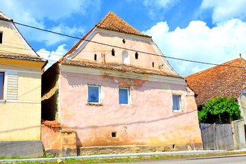 Typical rural landscape and peasant houses in Drauseni, Transylvania,Romania. The settlement was...