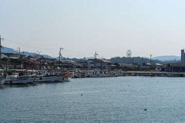 A view of a port town in southern Osaka on August 21, 2020