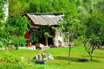 Typical rural landscape and peasant houses in Drauseni, Transylvania,Romania. The settlement was...