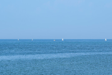 A view of the beach on a clear day in mid-summer
