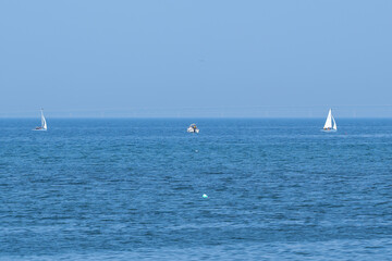 Fototapeta premium A view of the beach on a clear day in mid-summer