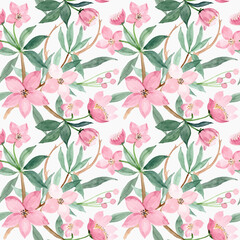 Seamless pattern with pink flower