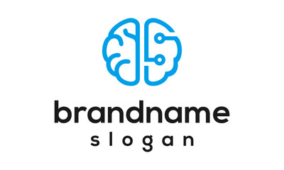 Brain technology logo design vector