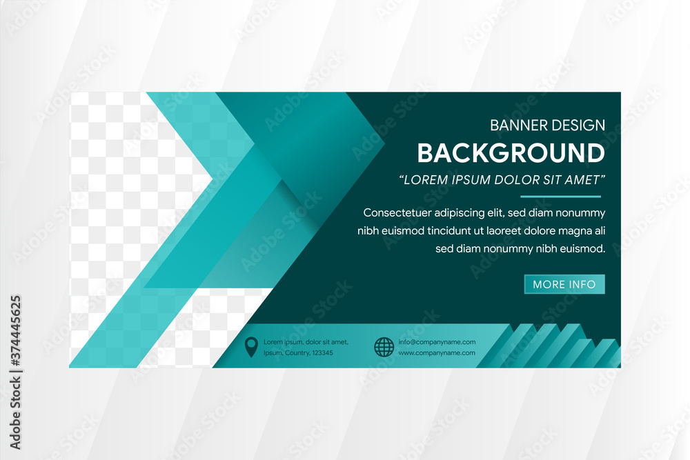Poster green horizontal business banner vector templates. arrow object element design. clean modern geometr