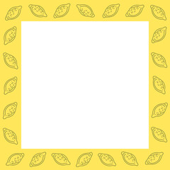 yellow lemon frame white square. green stroke lemon
