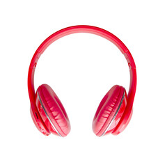 Red Headphones Isolated on white background.