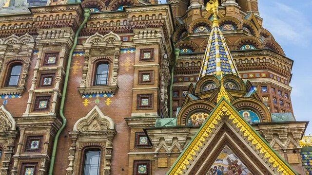 ST PETERSBURG, RUSSIA - JULY 28, 2015: Church of the Savior on Spilled Blood (Cathedral of Resurrection). It is an architectural landmark of city and a unique monument to Alexander II the Liberator.