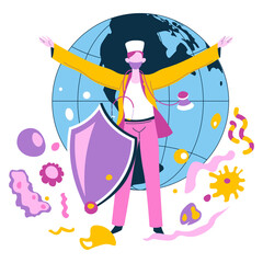 Medicine worker, nurse or doctor caring for planet