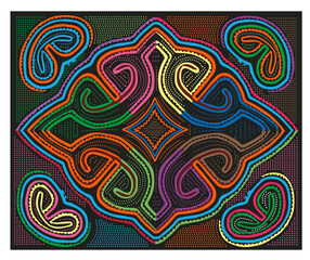 Mola from panama in svg abstract colorful background