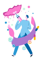 Doctor giving vaccine with syringe, vaccination for quick recovery