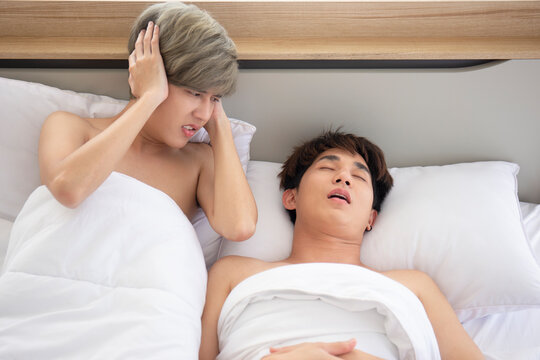 Asian gay couple, teen snoring, trouble sleeping