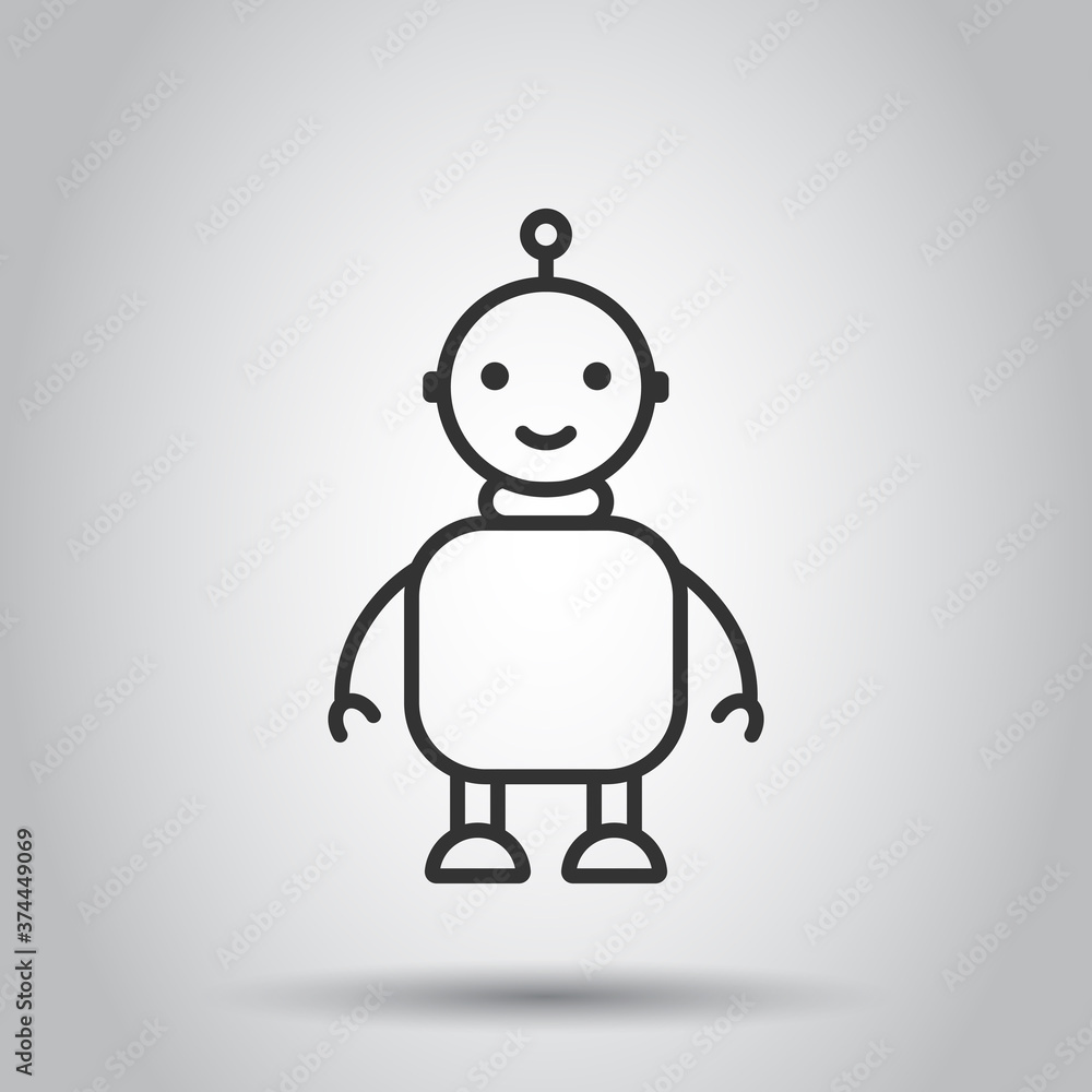 Poster cute robot chatbot icon in flat style. bot operator vector illustration on white isolated background