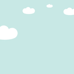 Sky blue background design with white clouds. Vector illustration