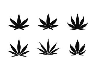 Marijuana Cannabis Hemp Ganja pot Logo Icon set Collections