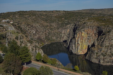 Douro River And The Rocky Shores. Miranda Do Douro. Portugal