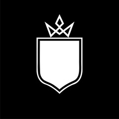Crown and shield logo design isolated on dark background