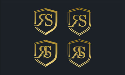 Initial RS in shiel logo design vector