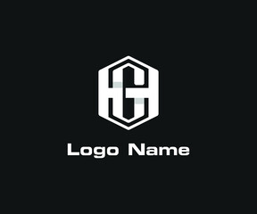 letter H HG G logo design element in geometric  style , modern logo design,  Initial Letter GH HG H G with White Hexagon Geometric Shape Luxury logo design