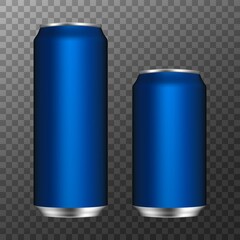 Aluminum cans. 3d realistic aluminium can for drink beer soda water juice. Blank packaging mock up
