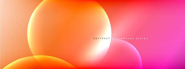 Vector abstract background liquid bubble circles on fluid gradient with shadows and light effects. Shiny design templates for text