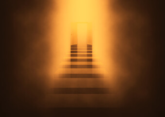 開かれた扉にスポットライトが当たる