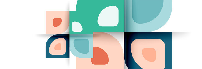 Set of vector modern geometric abstract backgrounds with repeating abstract round shapes patterns and shadow effects