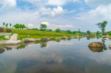 Obraz premium Early Summer scenery of Mulan grassland Scenic spot in Wuhan, Hubei Province, China