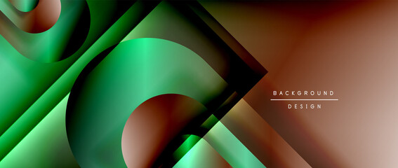 Vector geometric abstract background with lines and modern forms. Fluid gradient with abstract round shapes and shadow and light effects