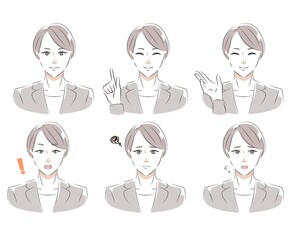 スーツ女性パターンイラスト