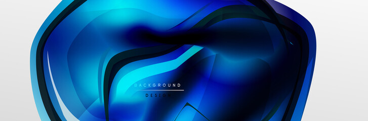 Vector abstract background, flowing liquid style bubble with metallic, color quicksilver chrome texture and color glow effects