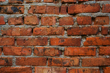 The texture of a red brick wall. Background