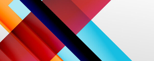 Geometric abstract backgrounds with shadow lines, modern forms, rectangles, squares and fluid gradients. Bright colorful stripes cool backdrops
