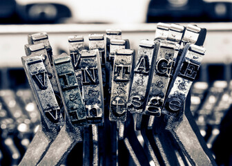 the word   vintage  with old typwriter keys  m