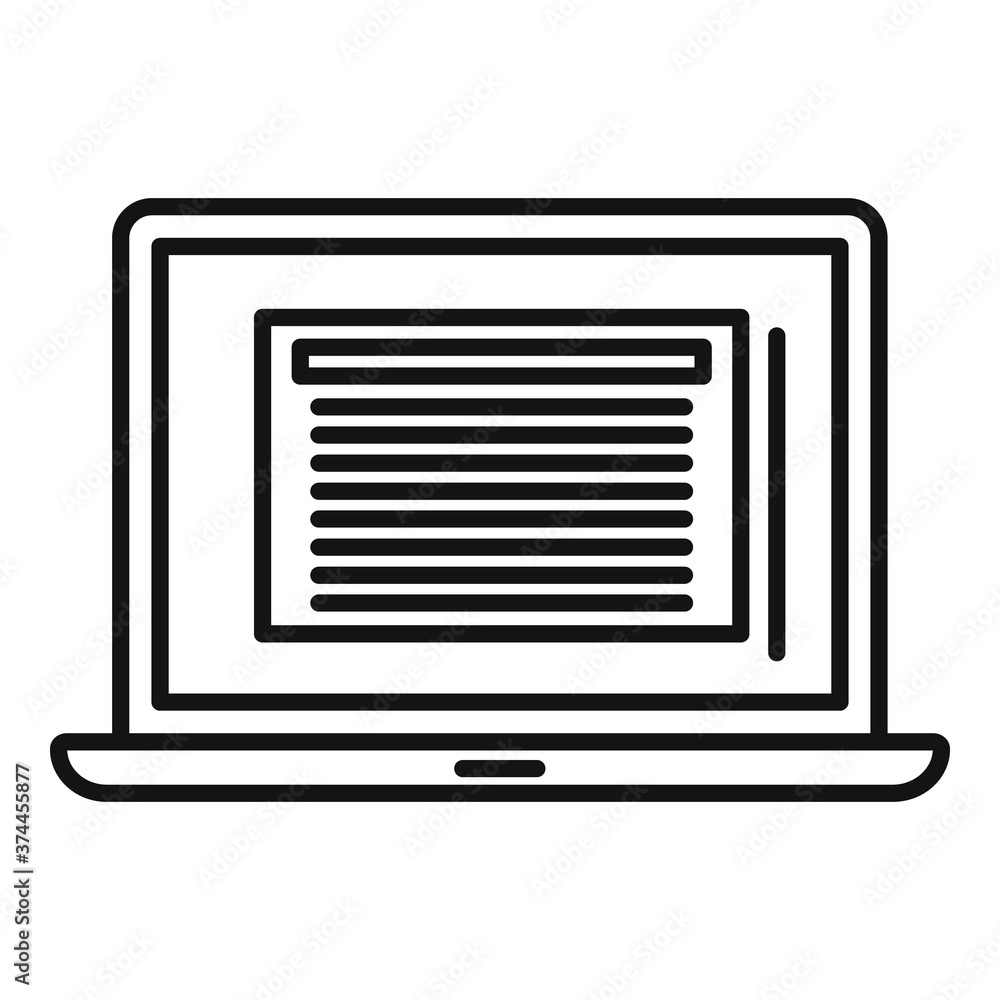 Poster summary laptop icon. outline summary laptop vector icon for web design isolated on white background