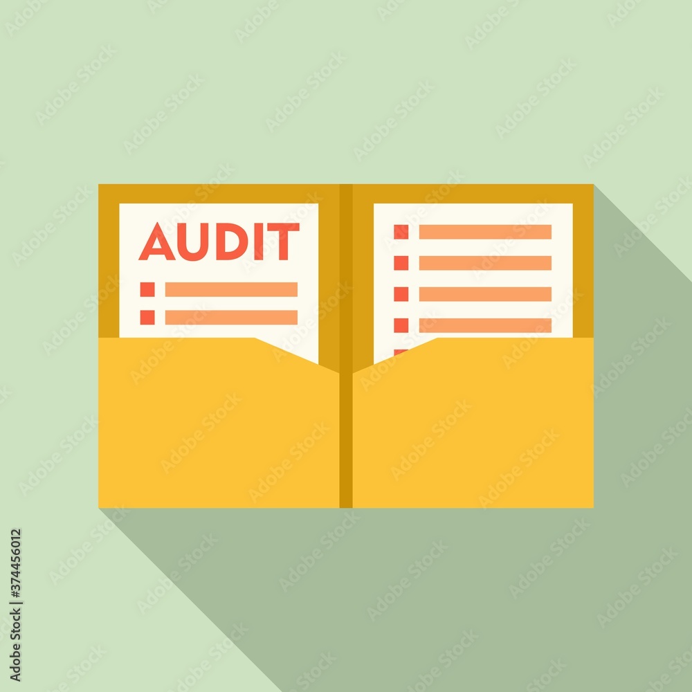 Poster audit documents icon. flat illustration of audit documents vector icon for web design