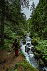 Fototapeta premium man stand between trees