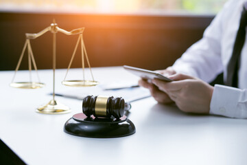 Female lawyer or judge consult having team meeting with client, Law and Legal services concept