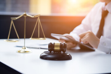 Female lawyer or judge consult having team meeting with client, Law and Legal services concept