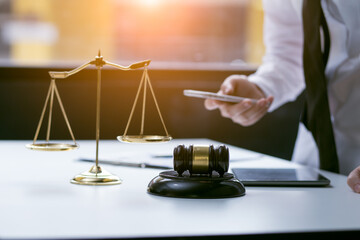 Female lawyer or judge consult having team meeting with client, Law and Legal services concept