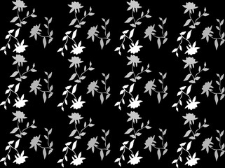 Seamless pattern design with floral background elements, beautiful ornaments, black, white, orange, pink, red, green, yellow, blue, gray, purple, brown