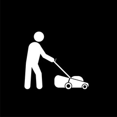 Lawn mower icon isolated on dark background