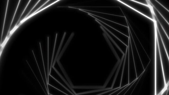 White laser hexagonal lines abstract hi-tech neon motion background. Seamless looping. Video animation Ultra HD 4K 3840x2160