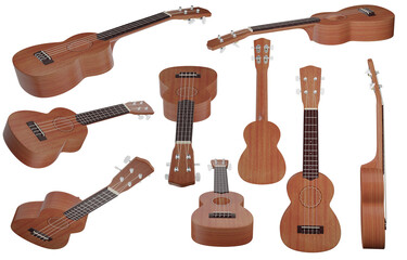 Fototapeta premium Ukulele 3D illustrations isolated on white background.with Clipping Path ready to use for decoration.