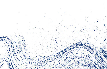 Grunge texture. Distress indigo rough trace. Elega
